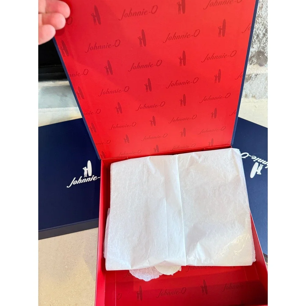 Johnnie-O Navy Blue Square Gift Boxes with Red Logo Interior Set of 3 10.5